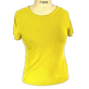 Belle France Citron Yellow Cashmere T-Shirt Size Large